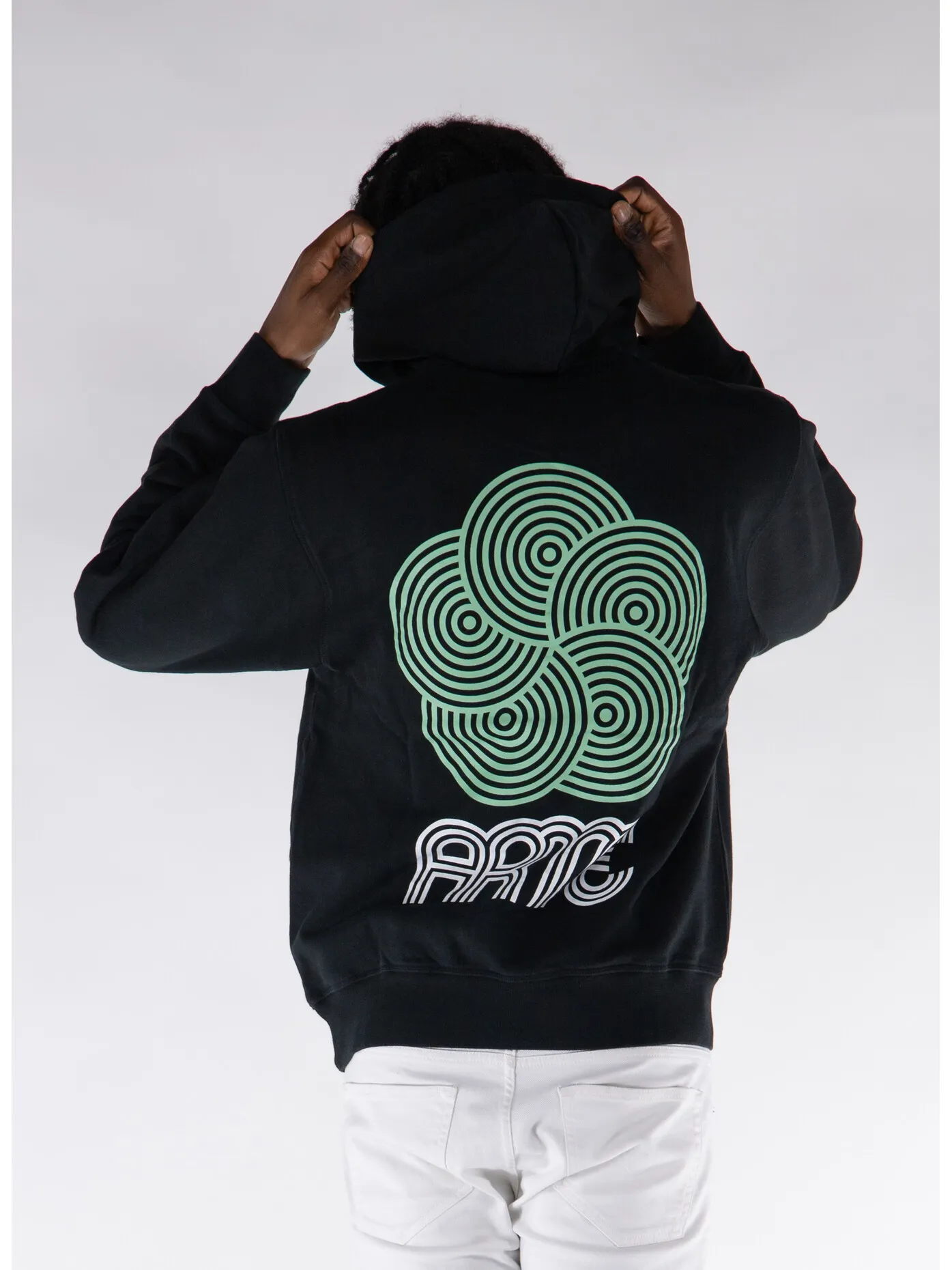     -ARTE    -FELPA HOODIE CIRCLE FLOWER BACK PRINT-