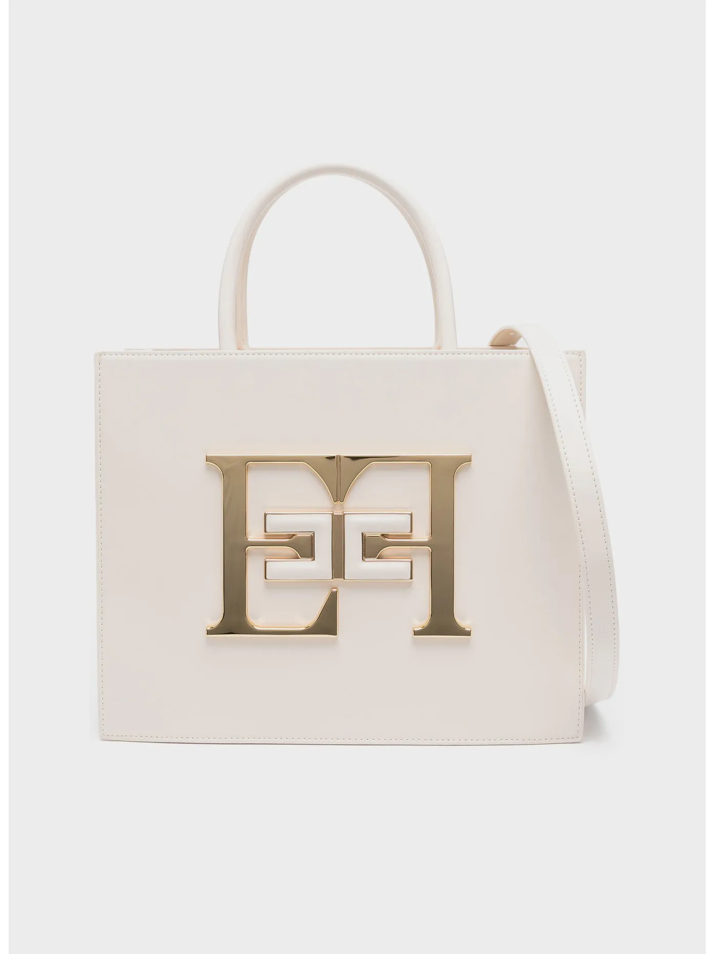     -ELISABETTA FRANCHI    -BORSA TOTE IN PELLE CON LOGO-
