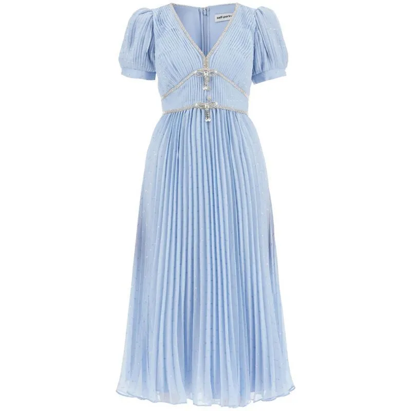 Abito midi in chiffon metallico