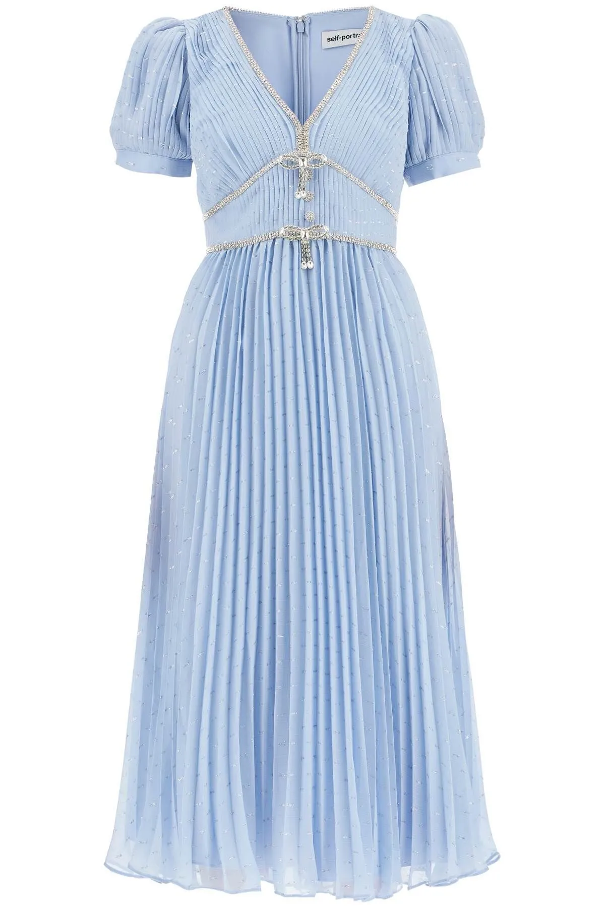 Abito midi in chiffon metallico