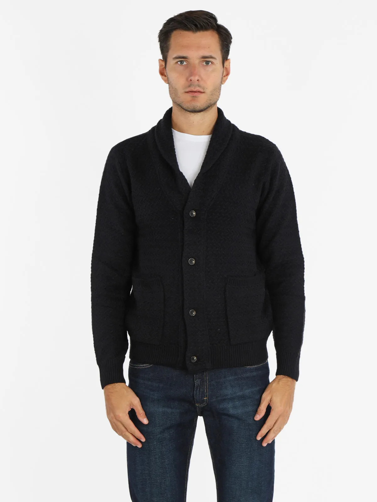 Baci & Abbracci Cardigan homme en maille torsadée