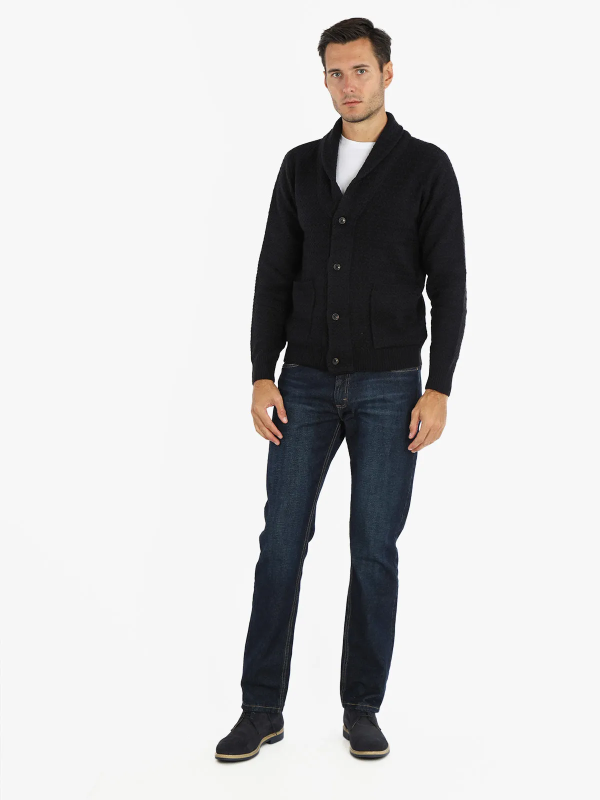 Baci & Abbracci Cardigan homme en maille torsadée