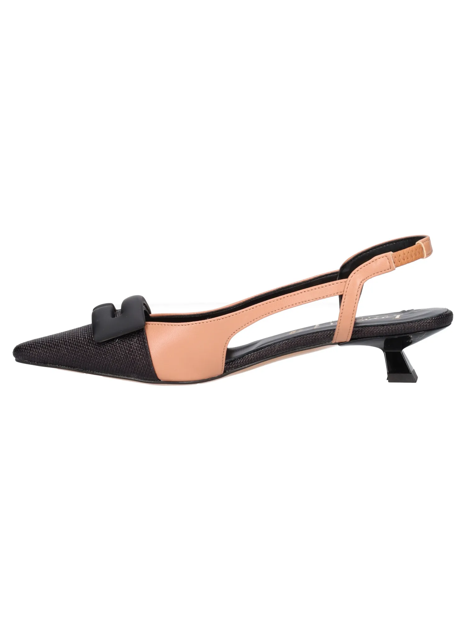 Ballerina con tacco basso Liviana da donna nera e cuoio