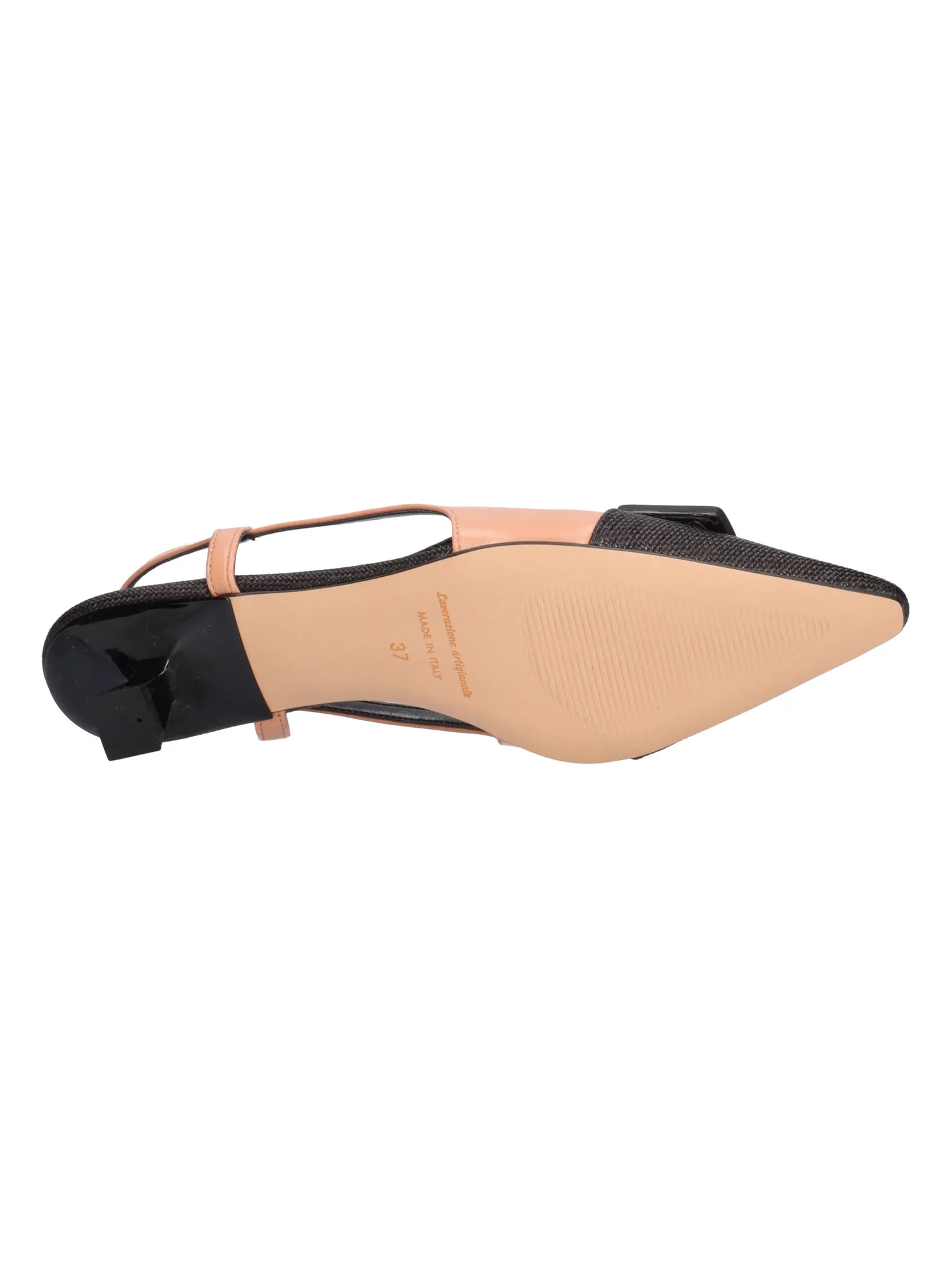 Ballerina con tacco basso Liviana da donna nera e cuoio