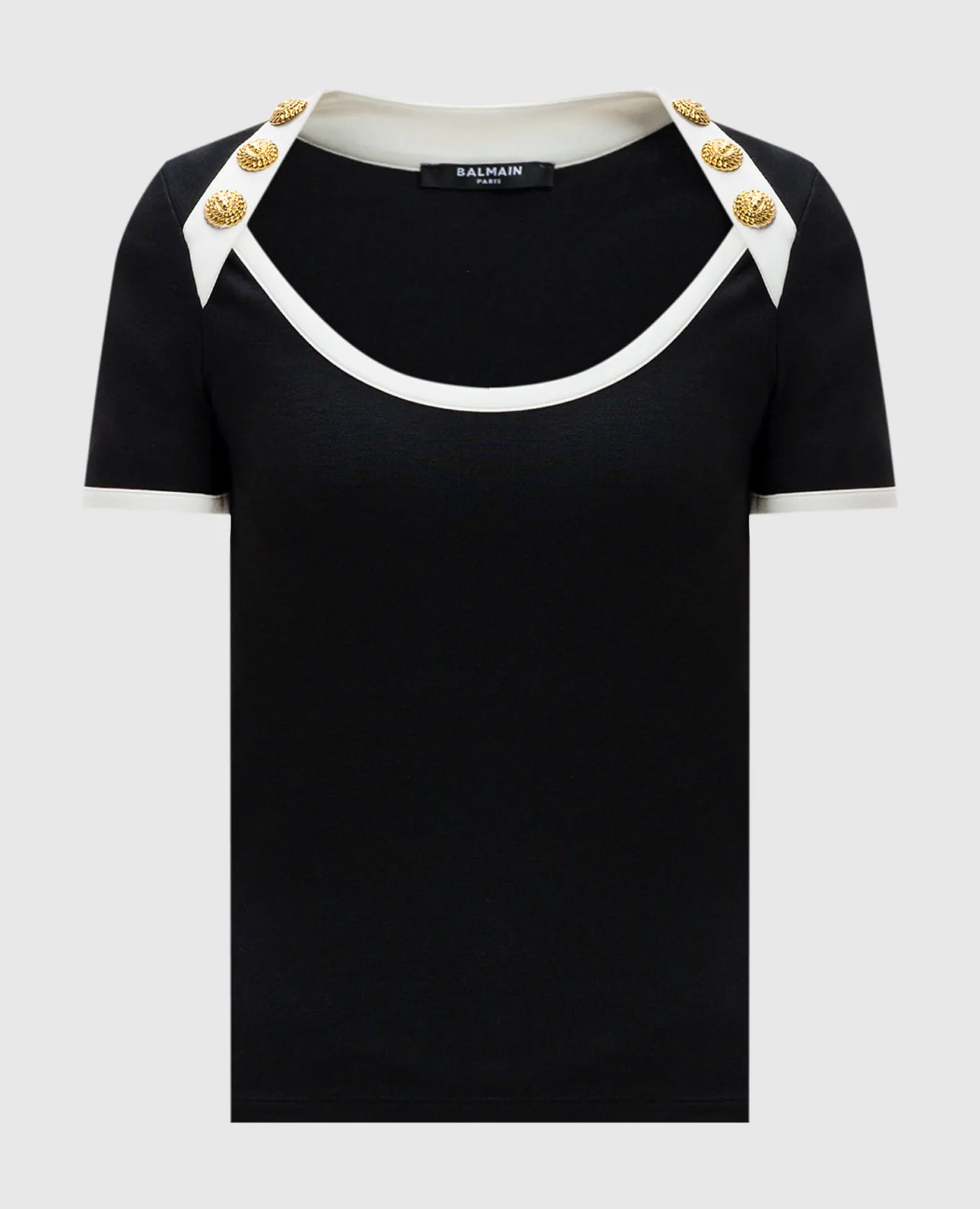Balmain Top nero con rivetti logati DF1EF102JH30