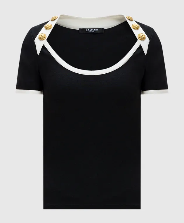 Balmain Top nero con rivetti logati DF1EF102JH30
