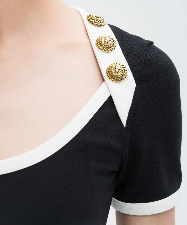 Balmain Top nero con rivetti logati DF1EF102JH30