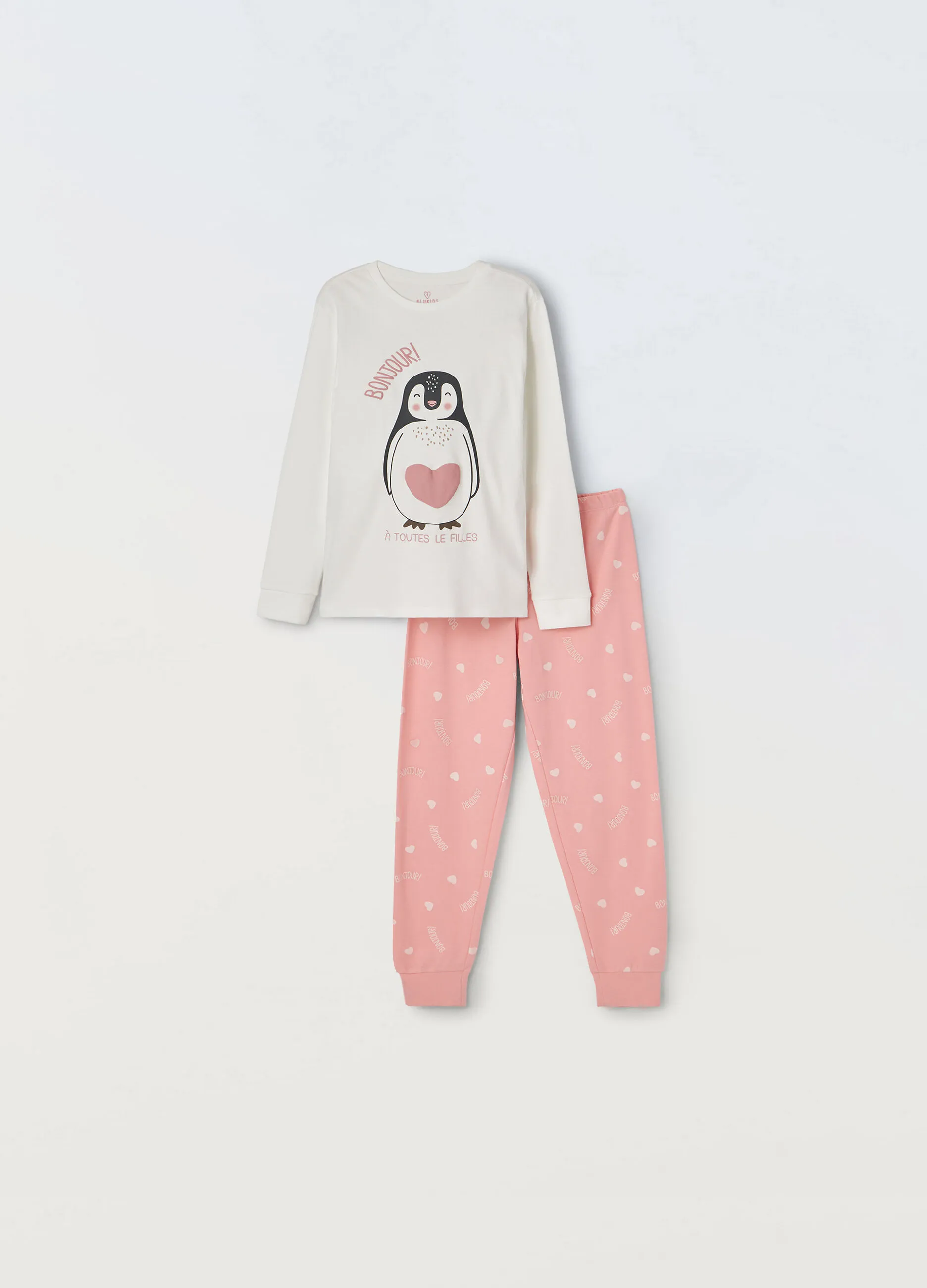 BLUKIDS  Set pigiama lungo in puro cotone ragazza