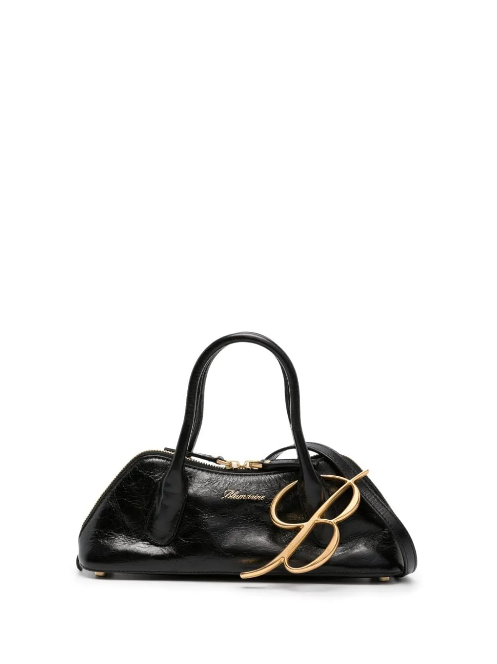 Borsa tote mini baguette con logo Blumarine in nero - donna