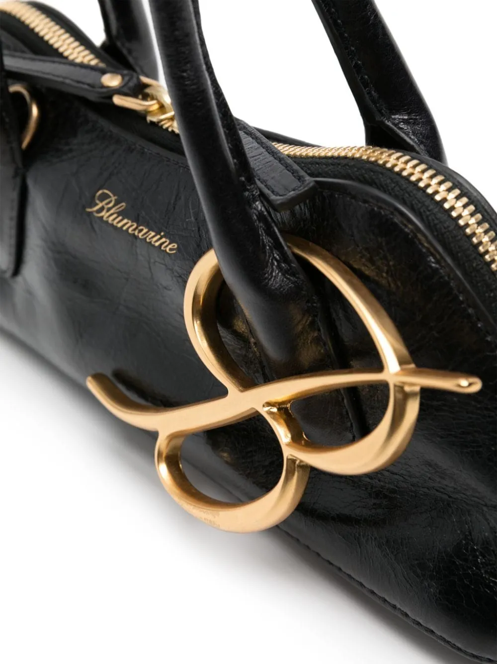 Borsa tote mini baguette con logo Blumarine in nero - donna