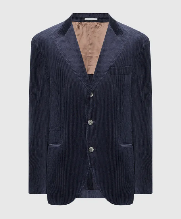 Brunello Cucinelli Blazer in velluto a coste blu ML4637BFD