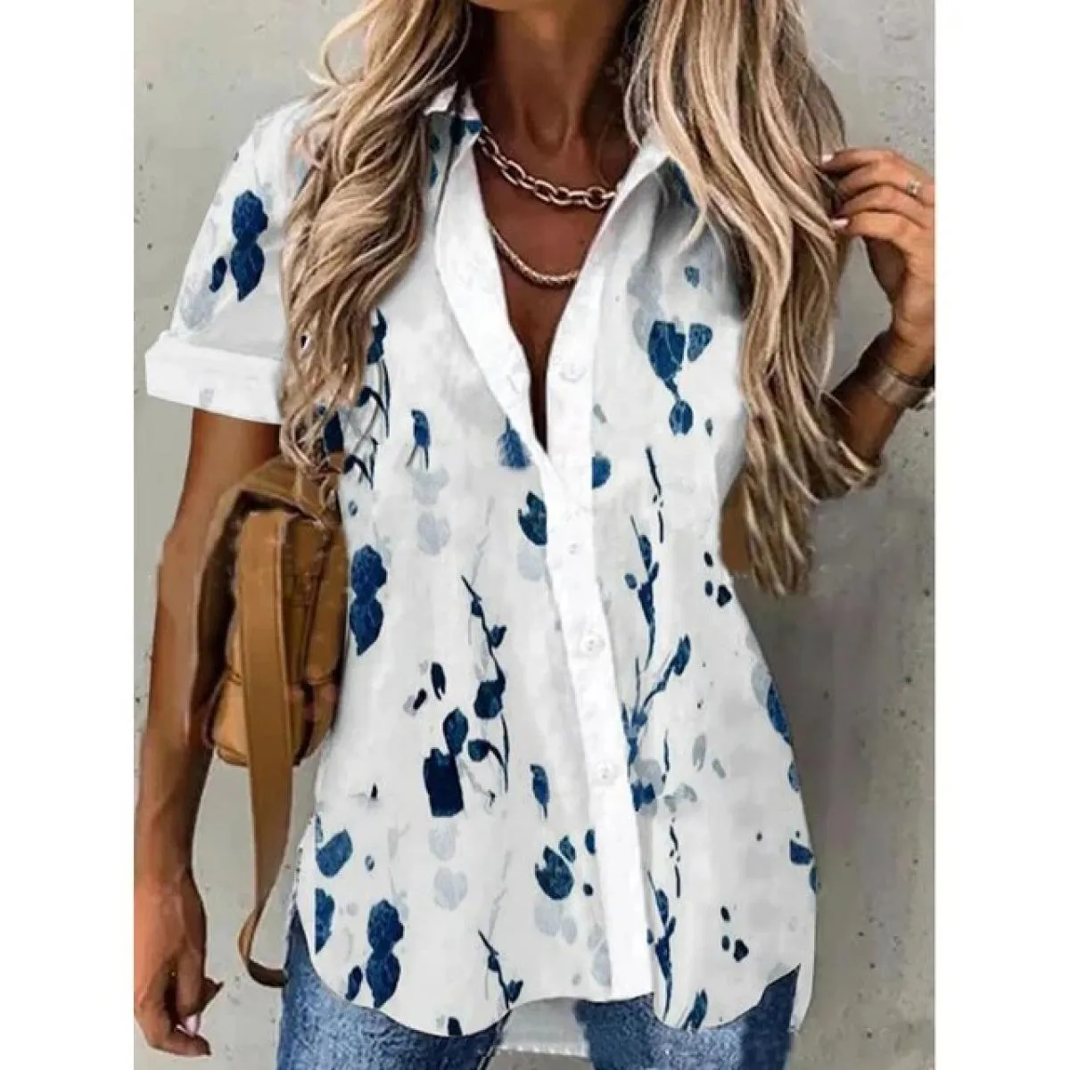 Camicia Top per abbigliamento donna 2024 Estate manica corta Camicetta bianca femminile elegante base casual floreale T-shirt Te