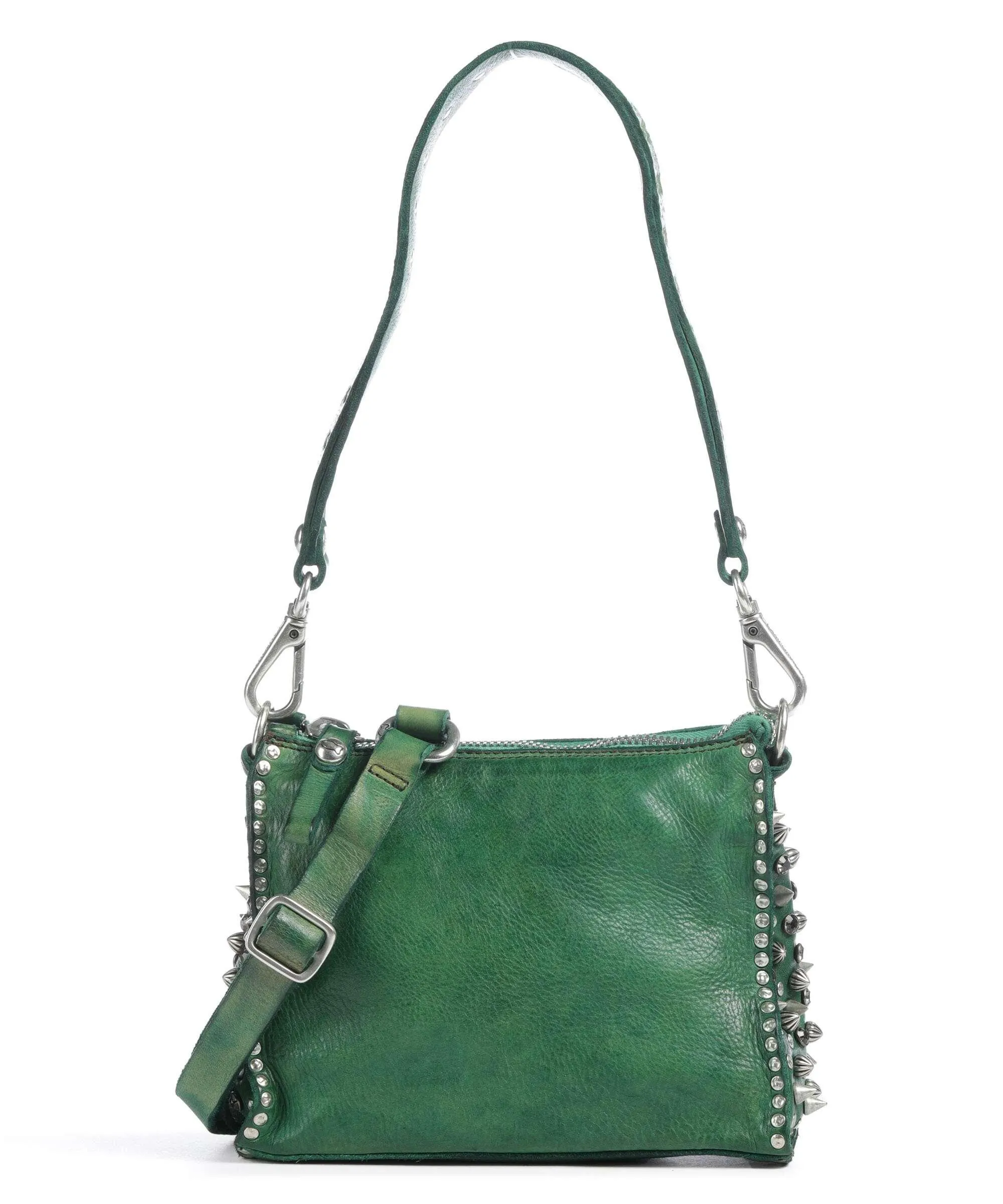  Campomaggi Borsa a spalla pelle di vacchetta grana verde  