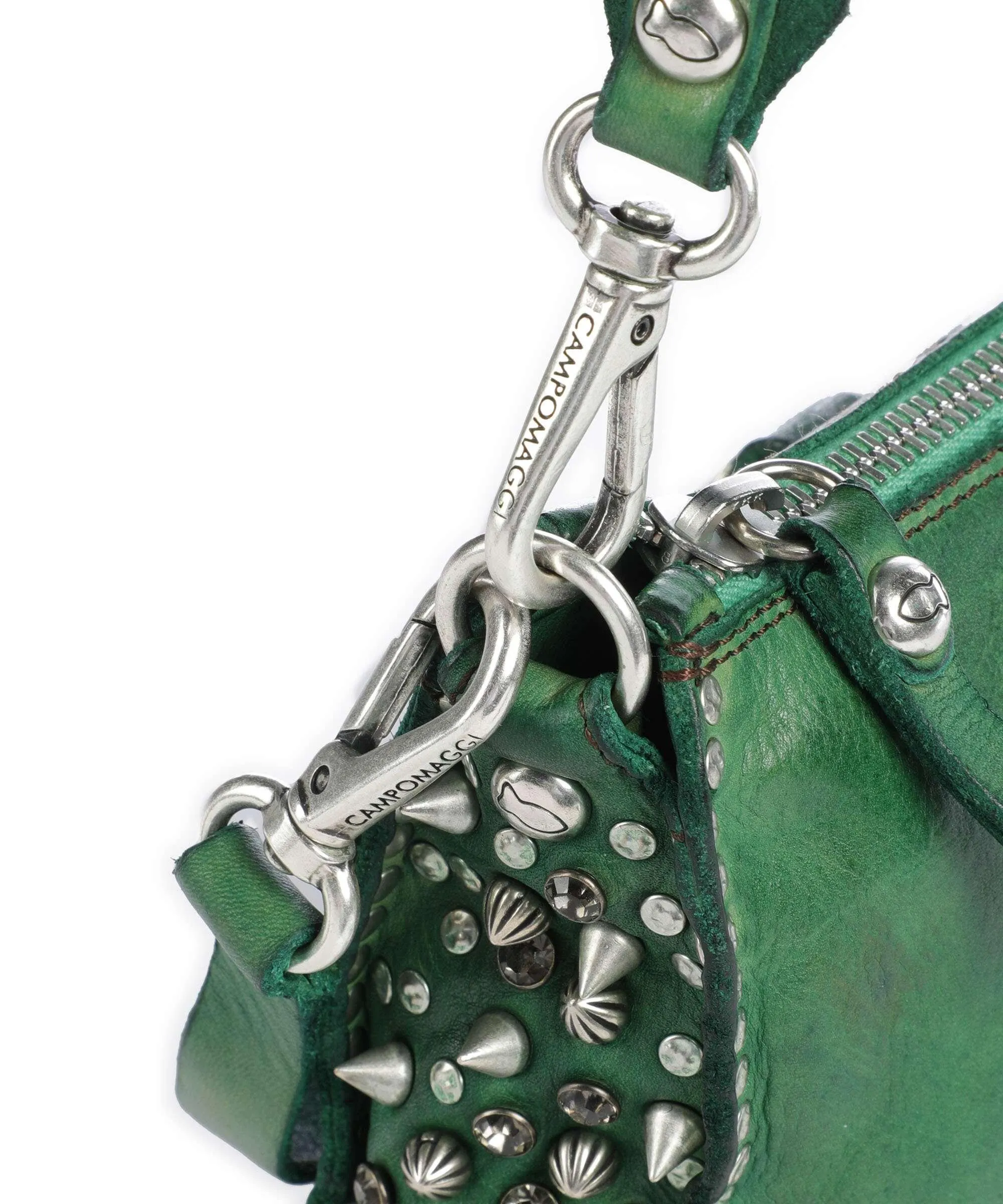  Campomaggi Borsa a spalla pelle di vacchetta grana verde  