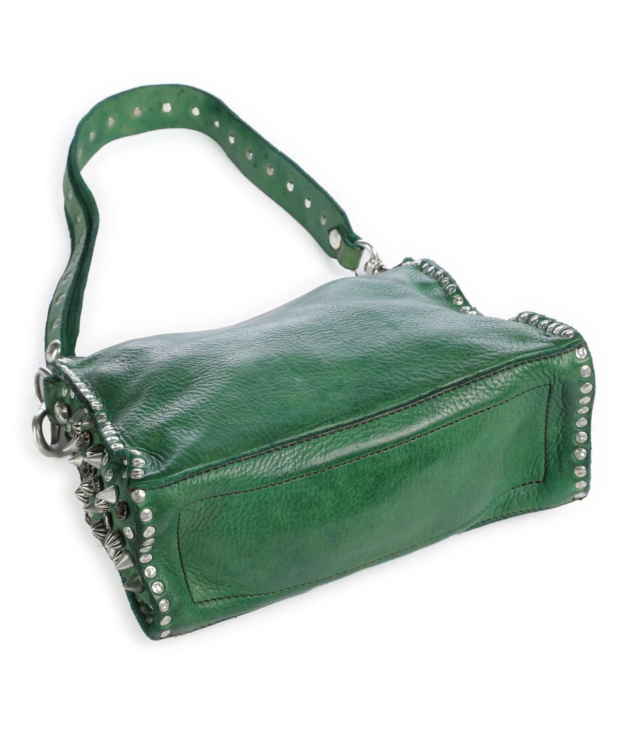  Campomaggi Borsa a spalla pelle di vacchetta grana verde  