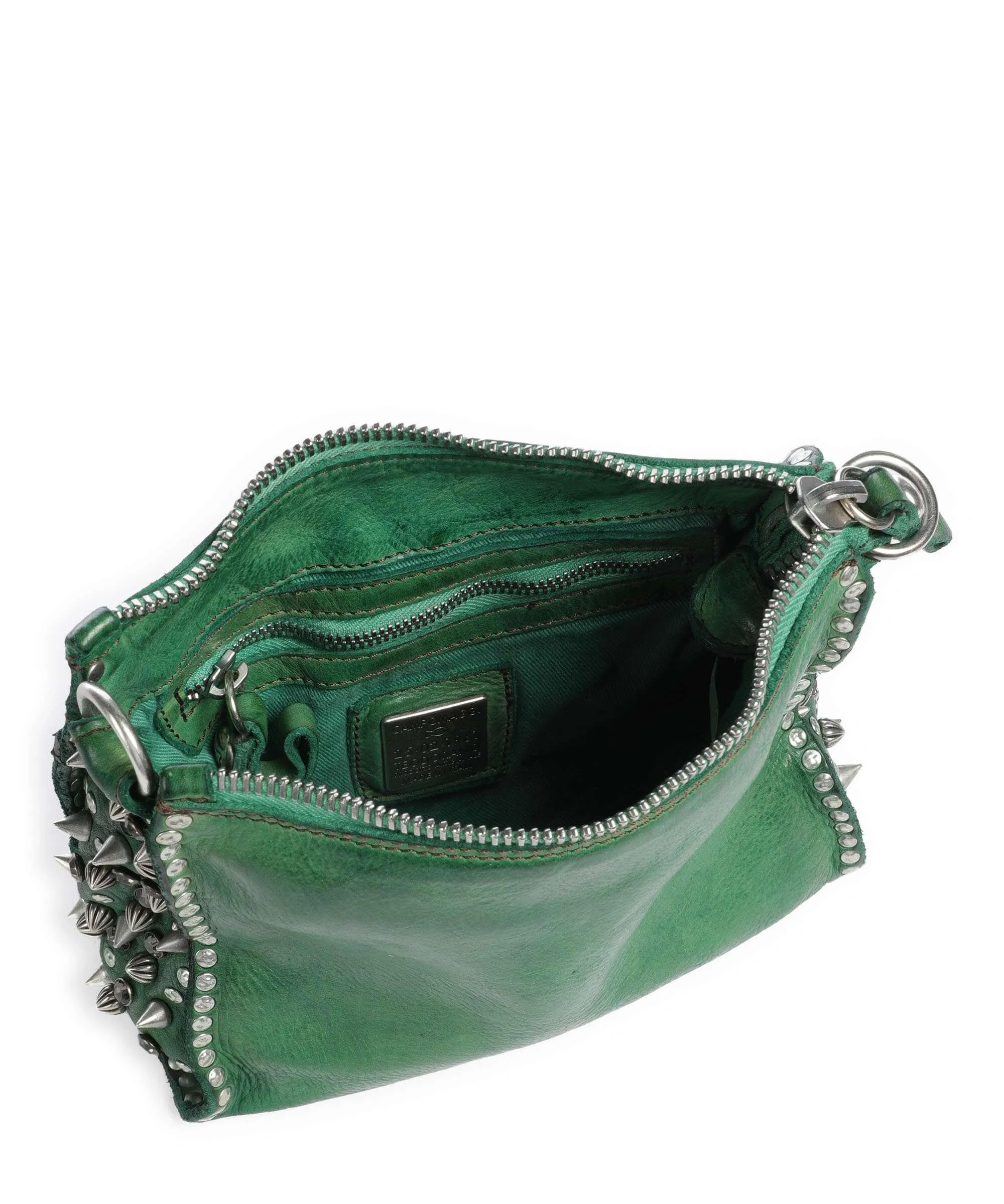  Campomaggi Borsa a spalla pelle di vacchetta grana verde  