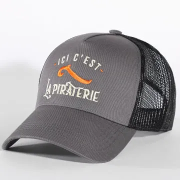 Cappello Trucker Ici C'est La Piraterie Grigio Nero