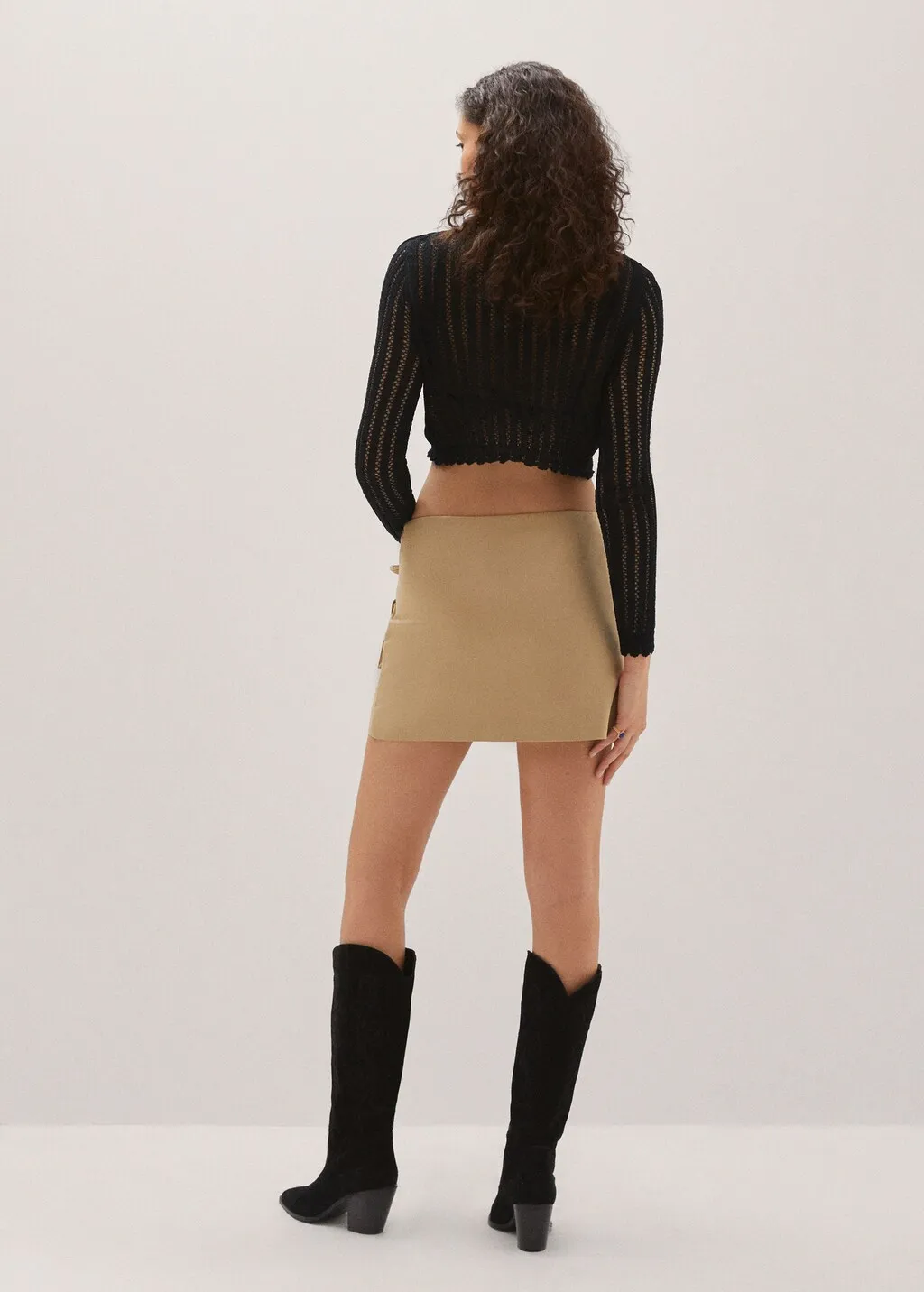 Cardigan crop maglia traforata