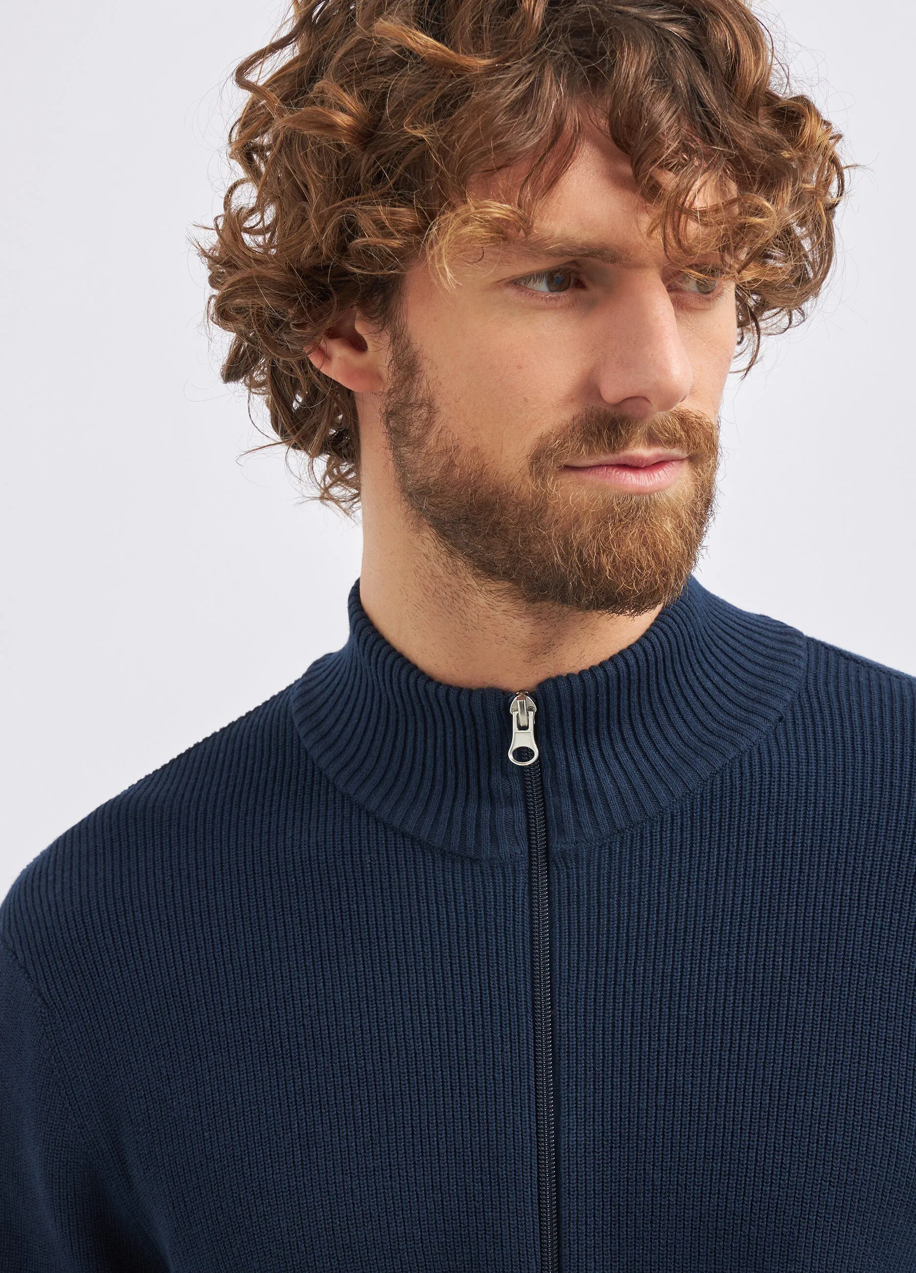 Cardigan full zip in puro cotone uomo