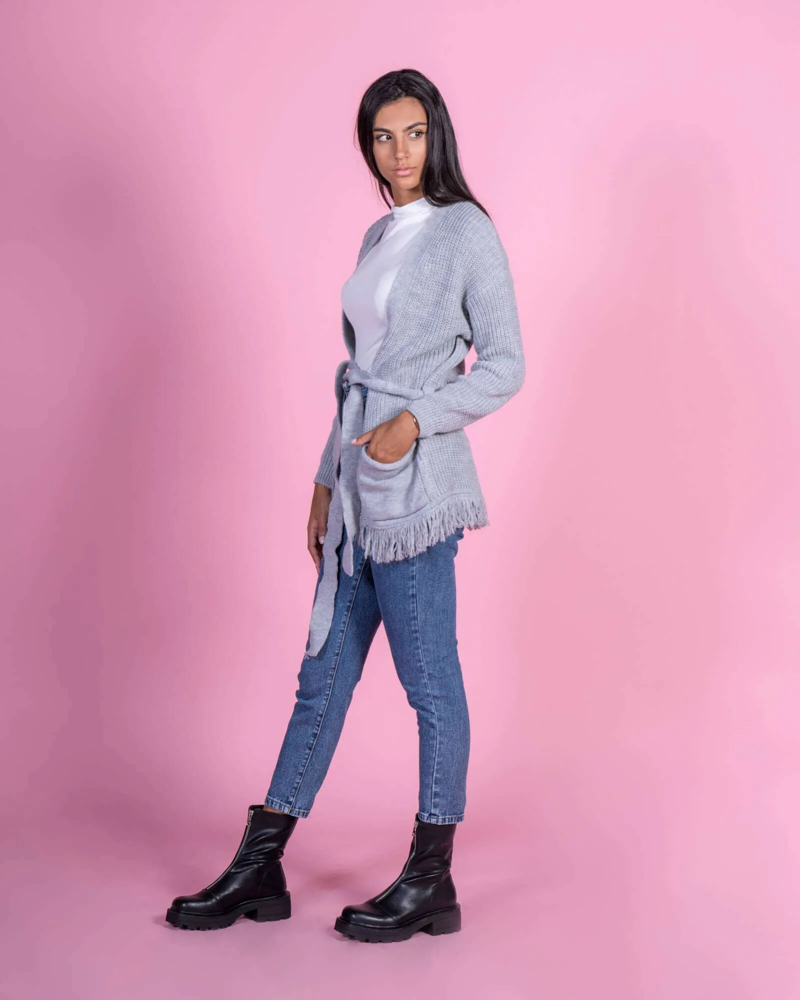 Cardigan oversize con cintura