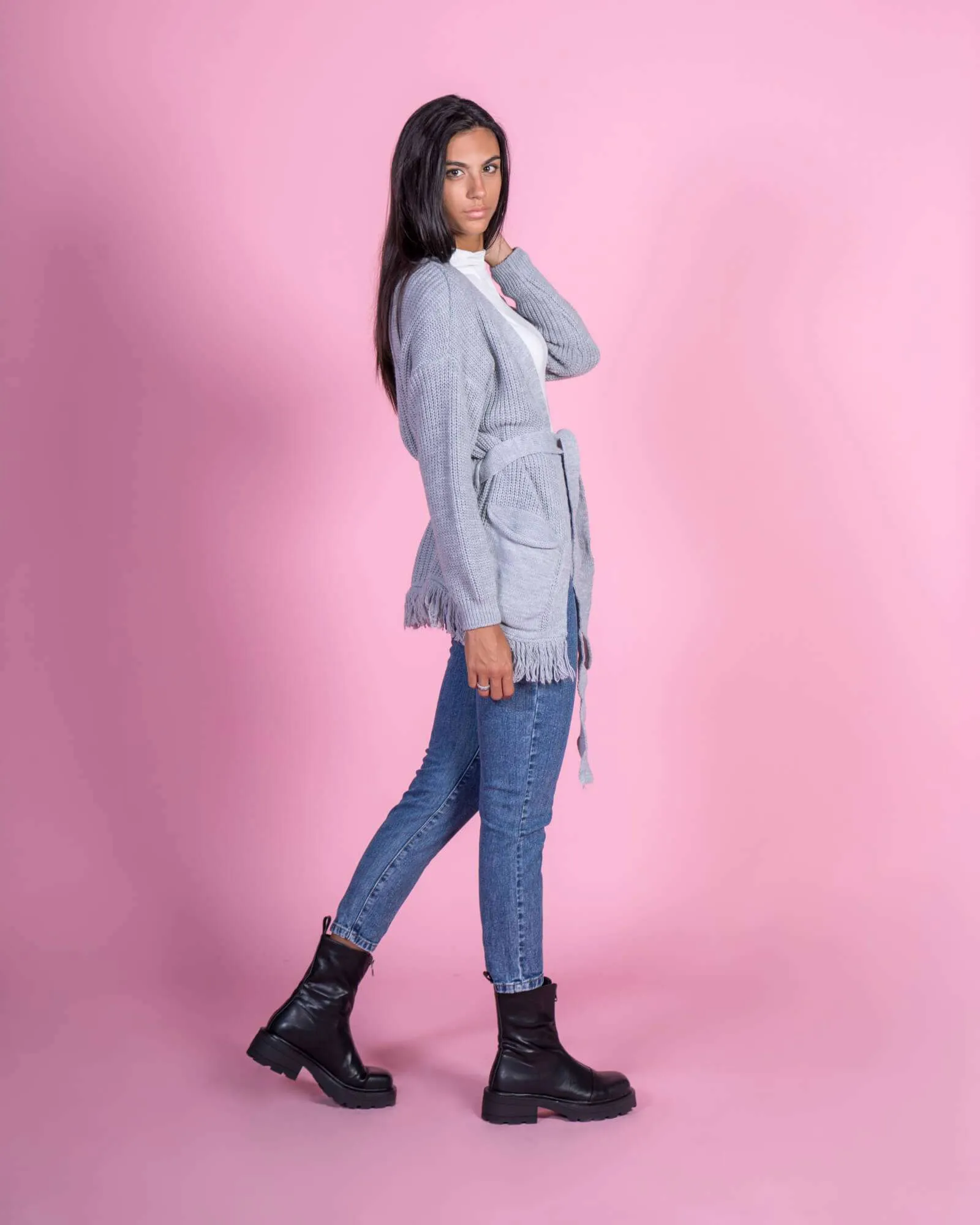 Cardigan oversize con cintura