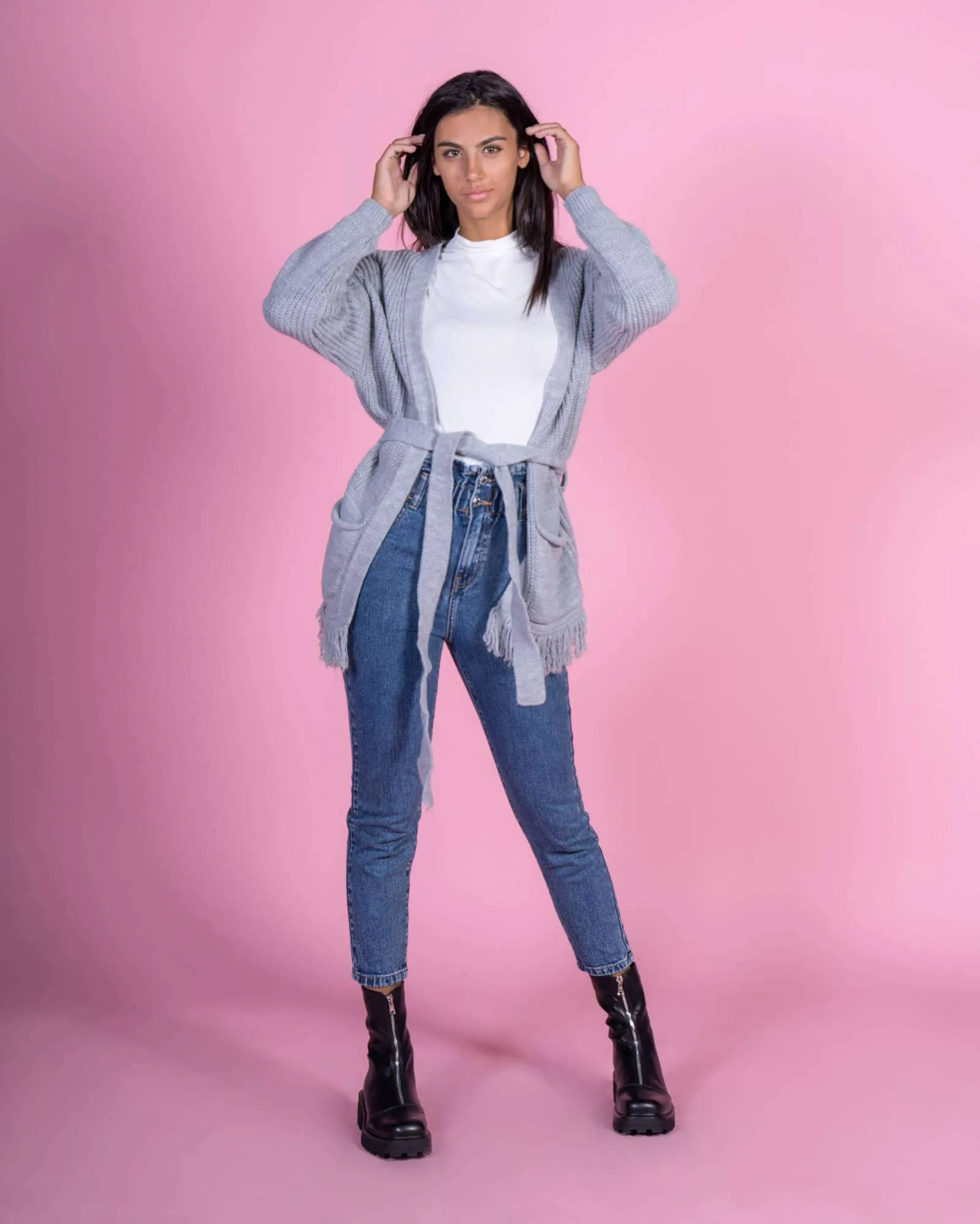 Cardigan oversize con cintura