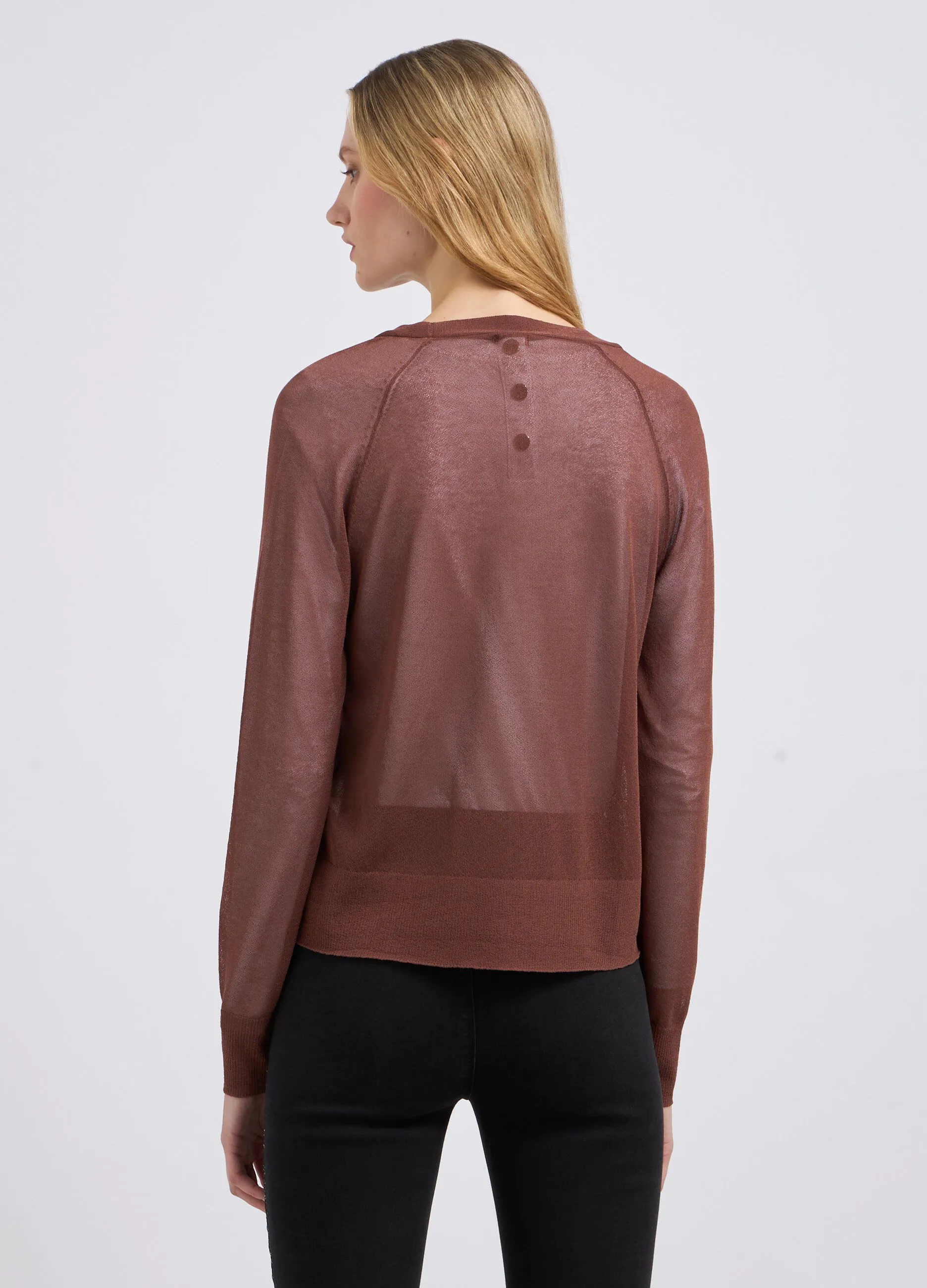 Cardigan tricot in misto modal mono bottone donna