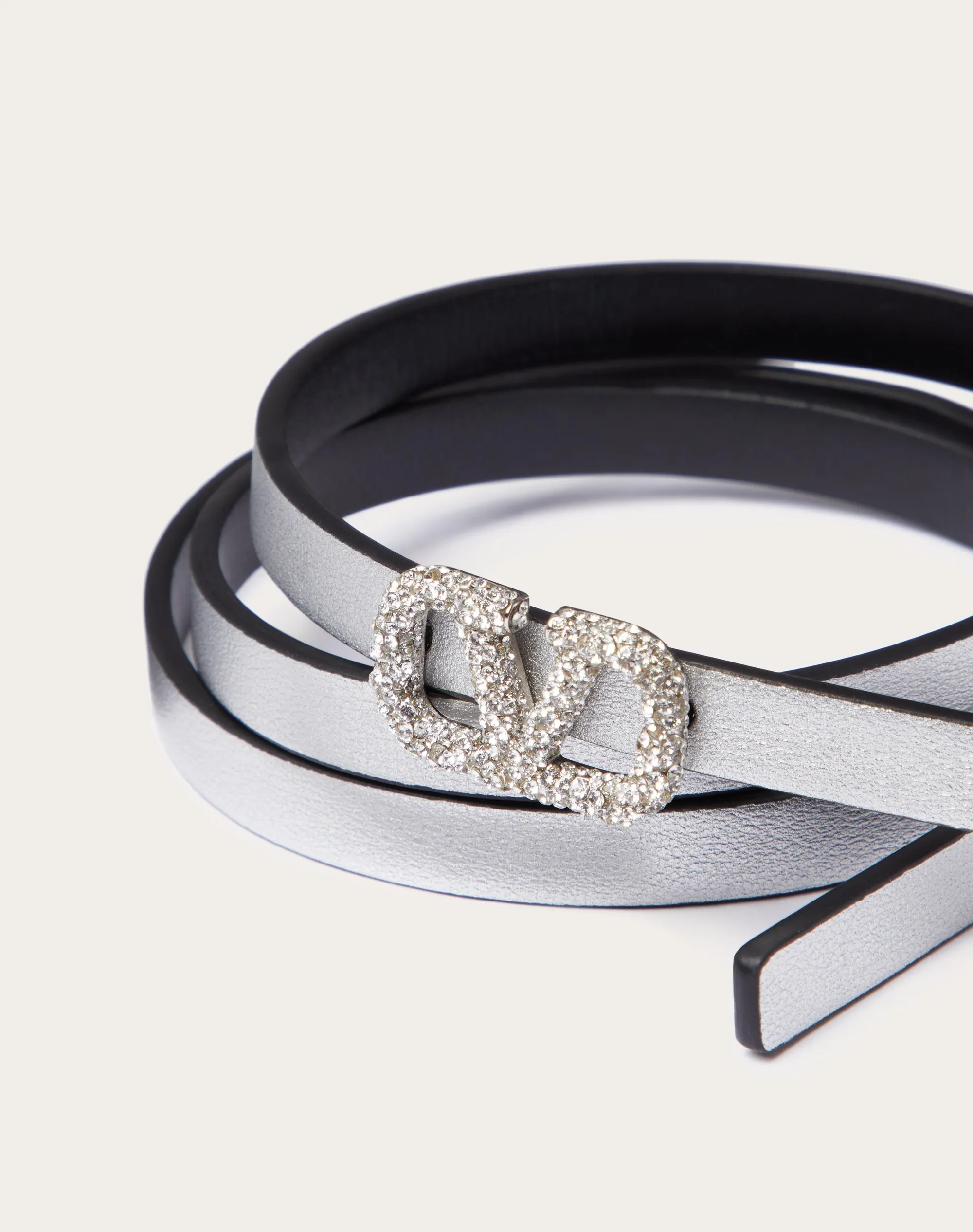 CINTURA REVERSIBILE VLOGO SIGNATURE IN VITELLO METALLIZZATO E VITELLO LUCIDO 10 MM