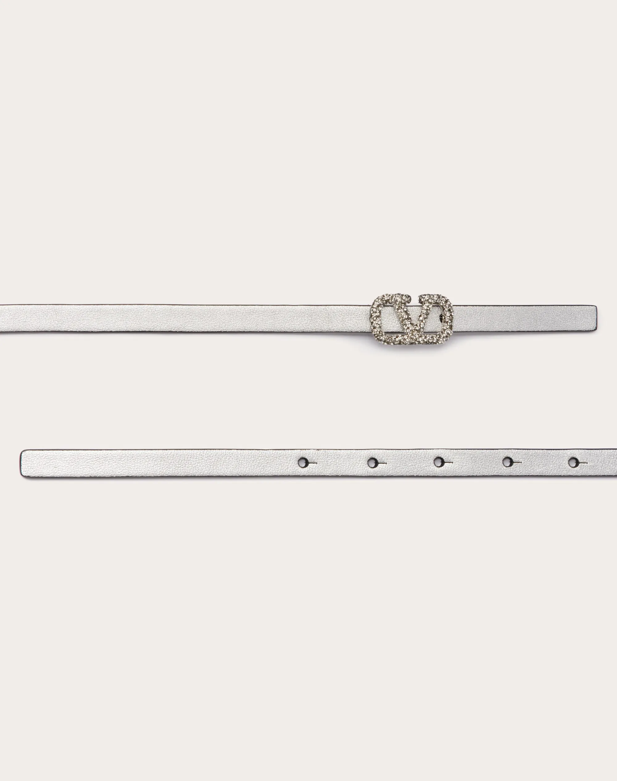 CINTURA REVERSIBILE VLOGO SIGNATURE IN VITELLO METALLIZZATO E VITELLO LUCIDO 10 MM