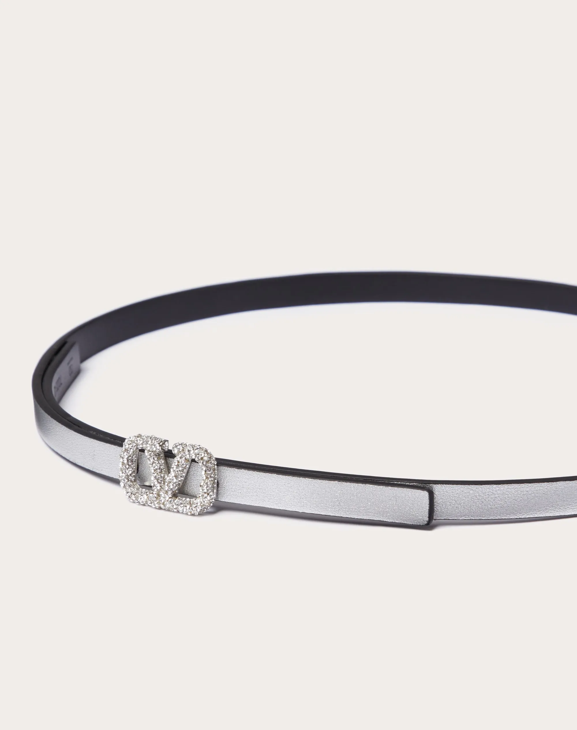CINTURA REVERSIBILE VLOGO SIGNATURE IN VITELLO METALLIZZATO E VITELLO LUCIDO 10 MM