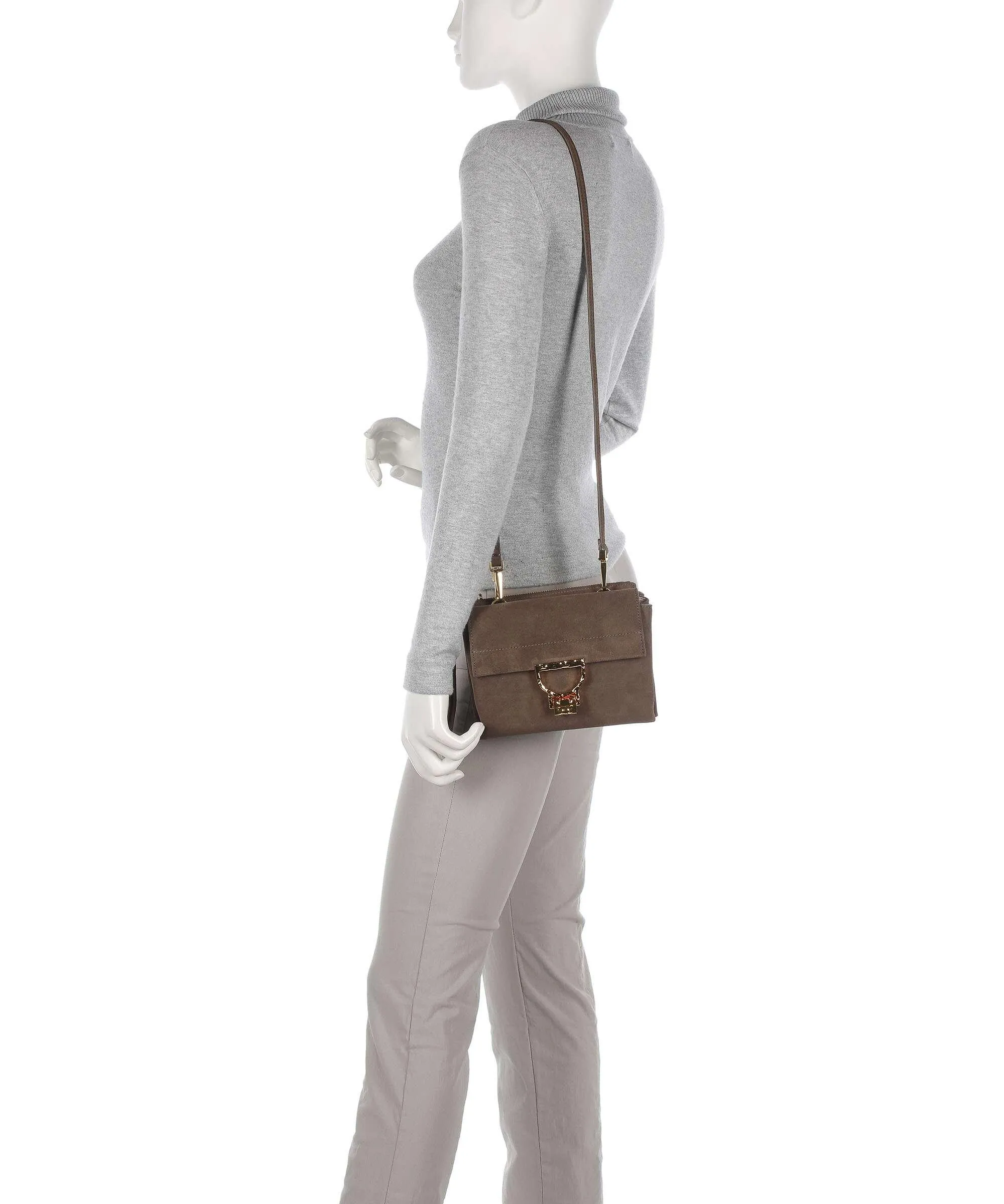  Coccinelle Arlettis Suede Borsa a tracolla pelle bovina ruvida marrone  