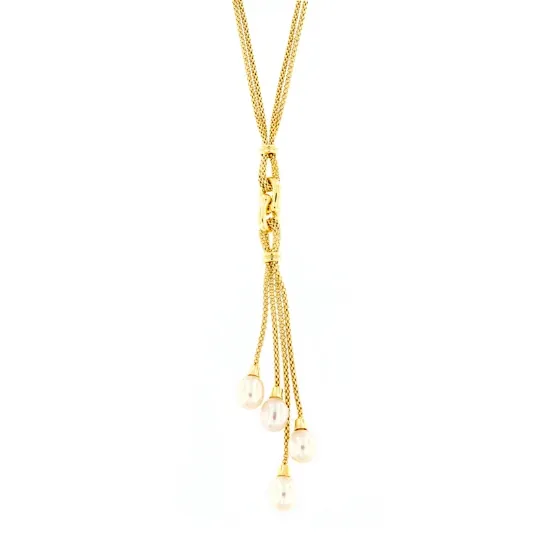 Collana in argento a doppia staffa e perle pendenti