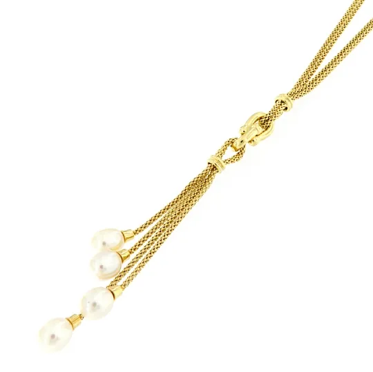 Collana in argento a doppia staffa e perle pendenti