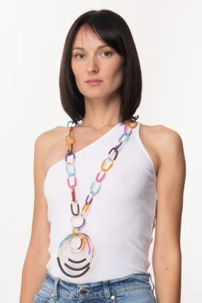 Collana lunga con cerchi Bronzo-Multicolor