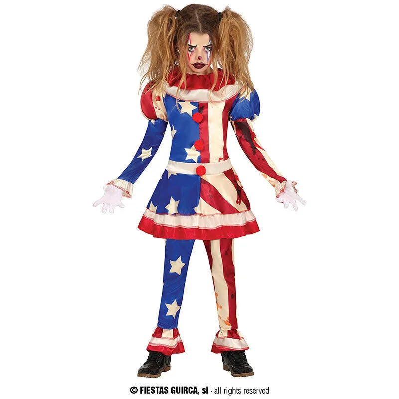 COSTUME CLOWN HORROR 3/4 ANNI VESTITO E PANTALONI PER TRAVESTIMENTI DI HALLOWEEN CARNEVALE PAGLIACCIO AMERICA NO ACCESSOR
