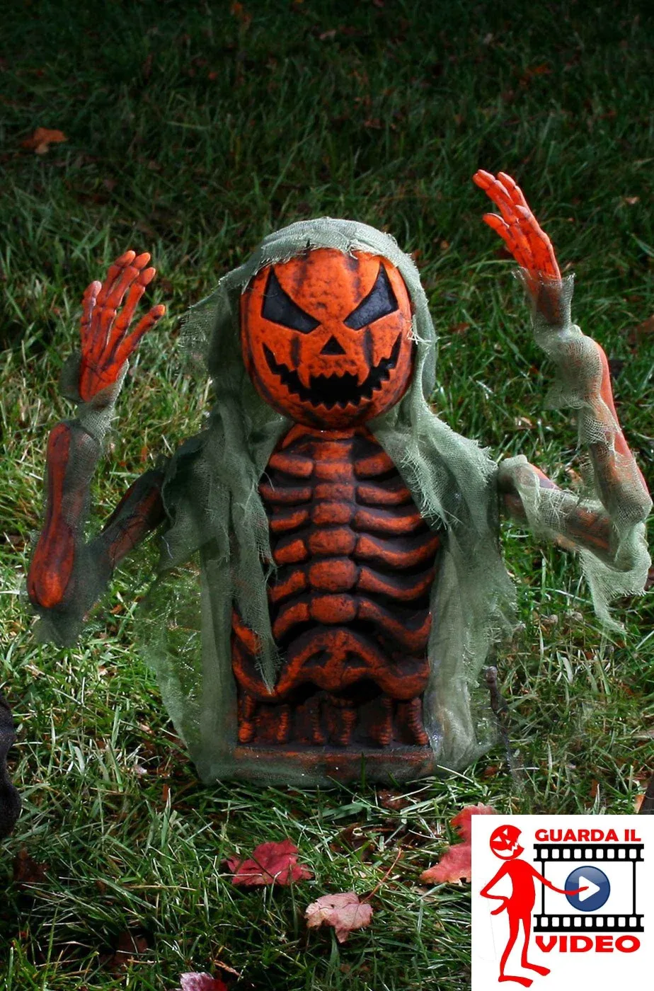 Decorazione Halloween da giardino Jack O'Lantern che esce dalla tomba
