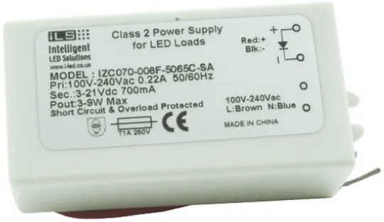 Driver LED ILS, 9W, IN 100 → 240V, OUT 3 → 12V, 700mA
