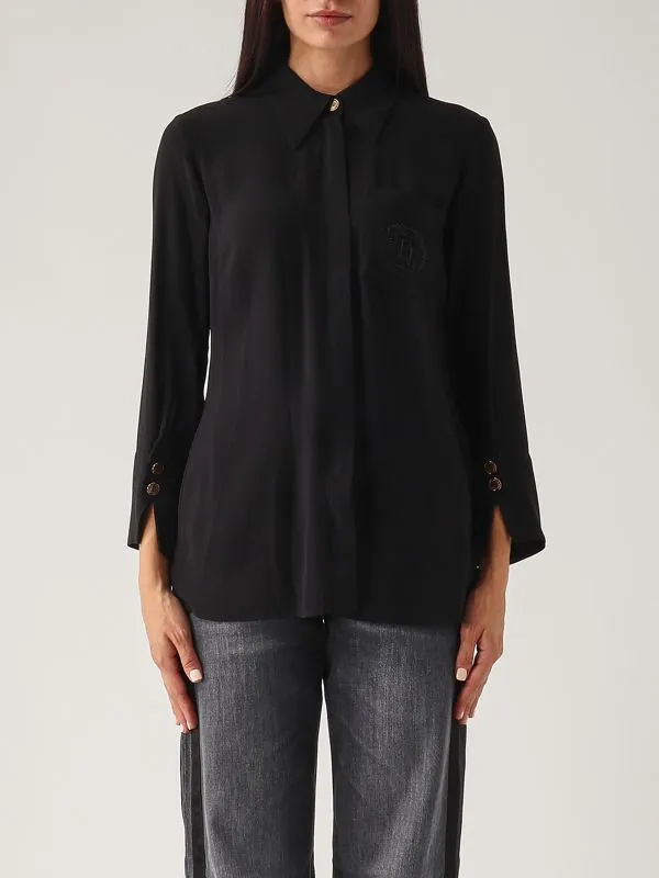 ELISABETTA FRANCHI  Camicia donna Elisabetta Franchi in georgette con taschino Nero