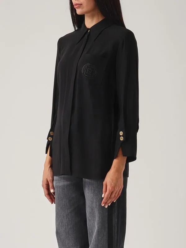 ELISABETTA FRANCHI  Camicia donna Elisabetta Franchi in georgette con taschino Nero