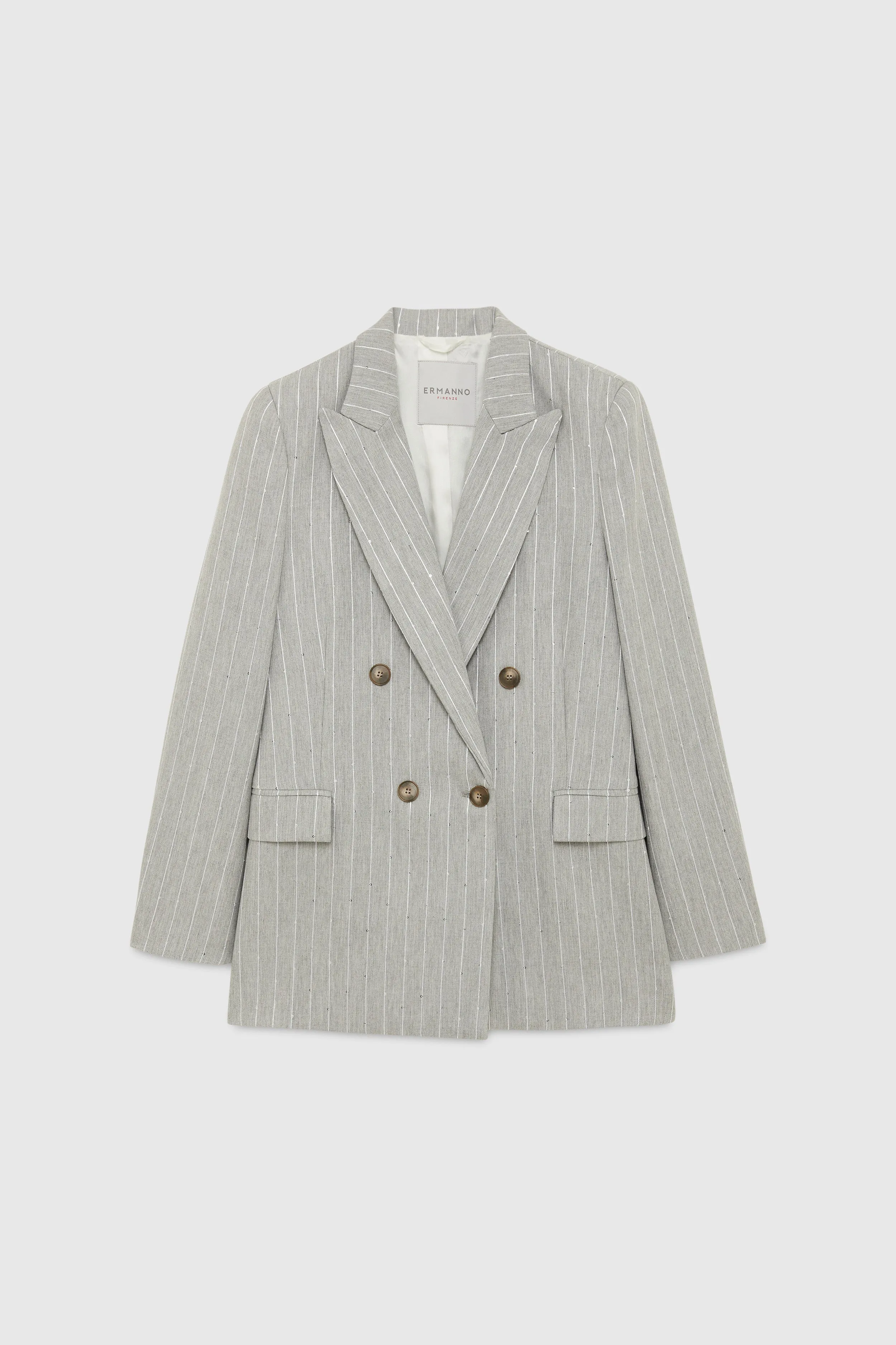 Ermanno Firenze BLAZER DOPPIOPETTO GESSATO CON PAILLETTES
