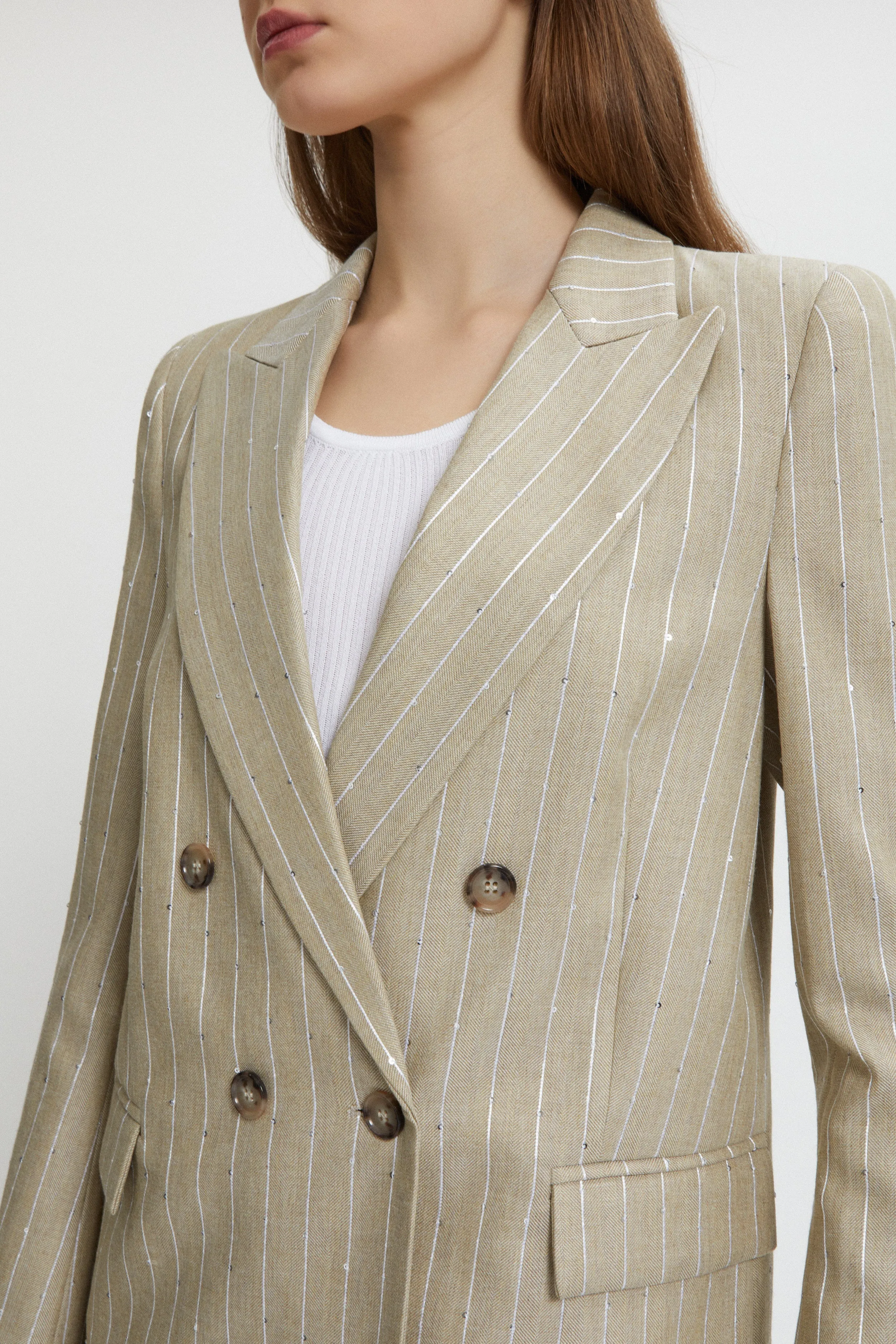 Ermanno Firenze BLAZER DOPPIOPETTO GESSATO CON PAILLETTES