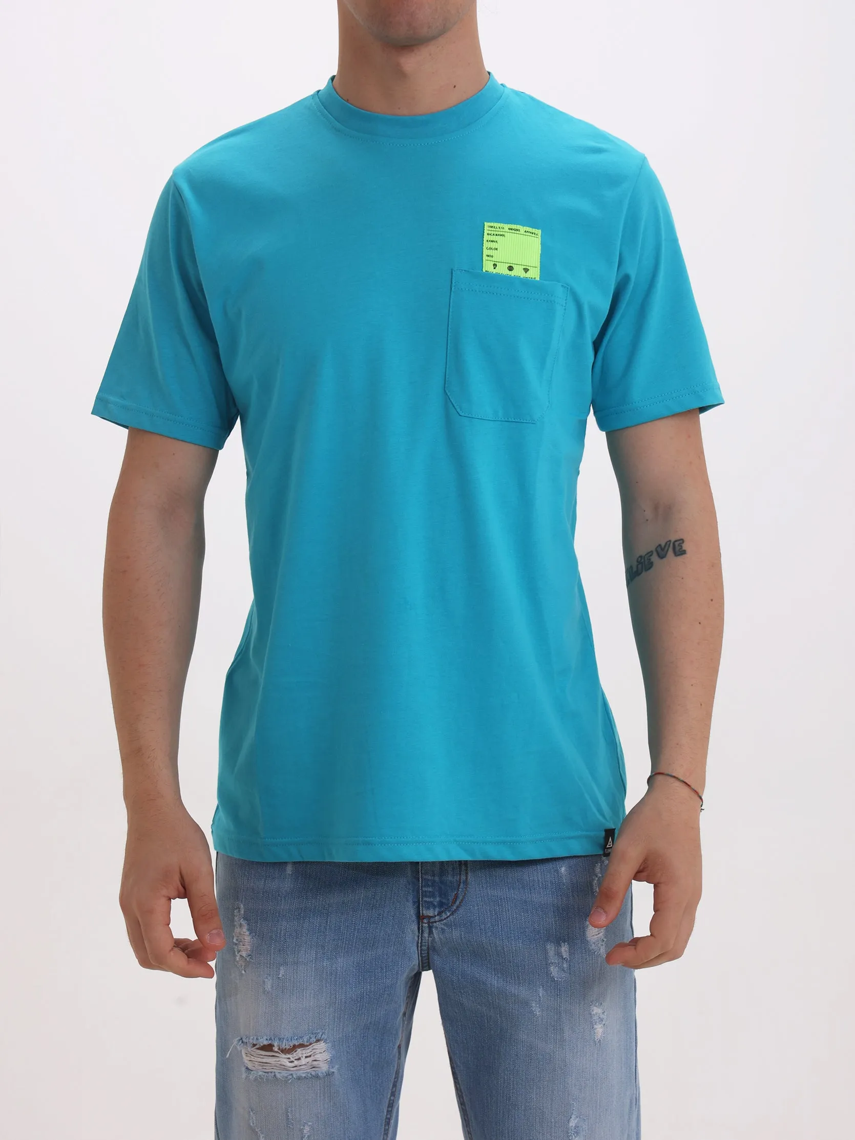 Fabrik Uomo T-shirt Azzurro Smeraldo M1ELIO03