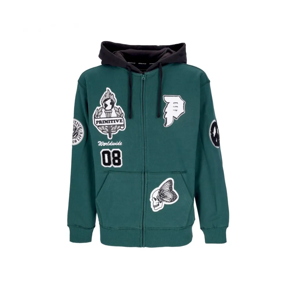felpa cappuccio zip uomo alumni zip up hoodie GREEN