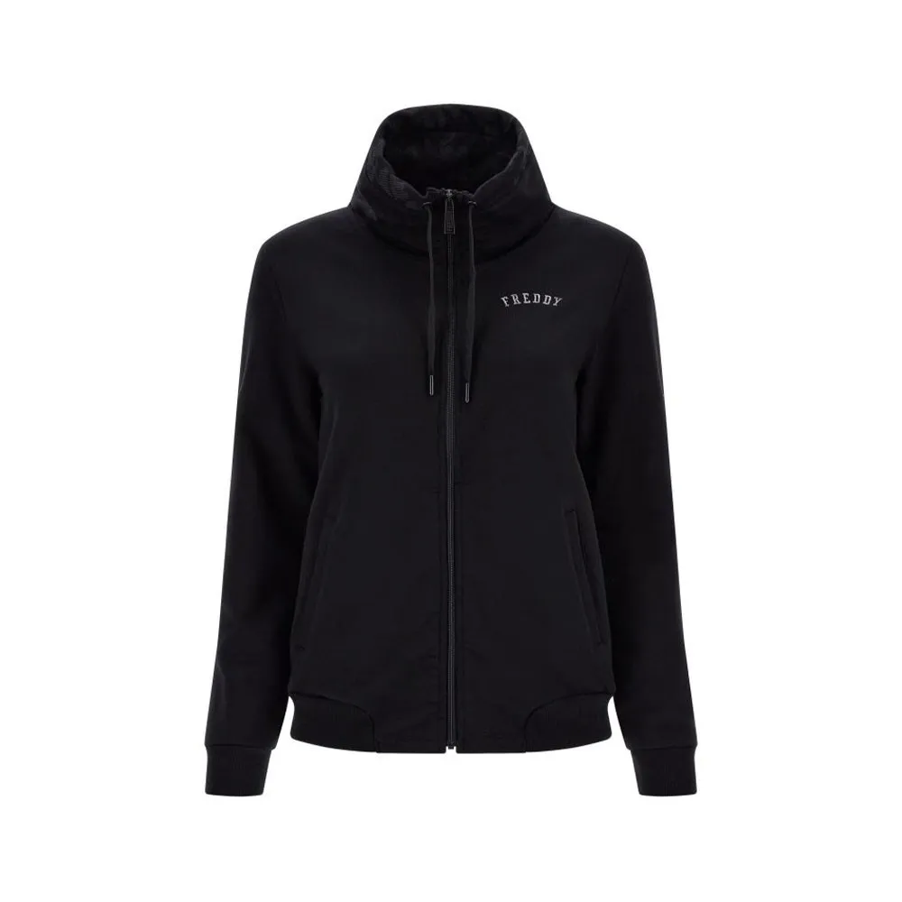 Freddy Felpa Palestra Senza Zip Con Cappuccio Nero Donna