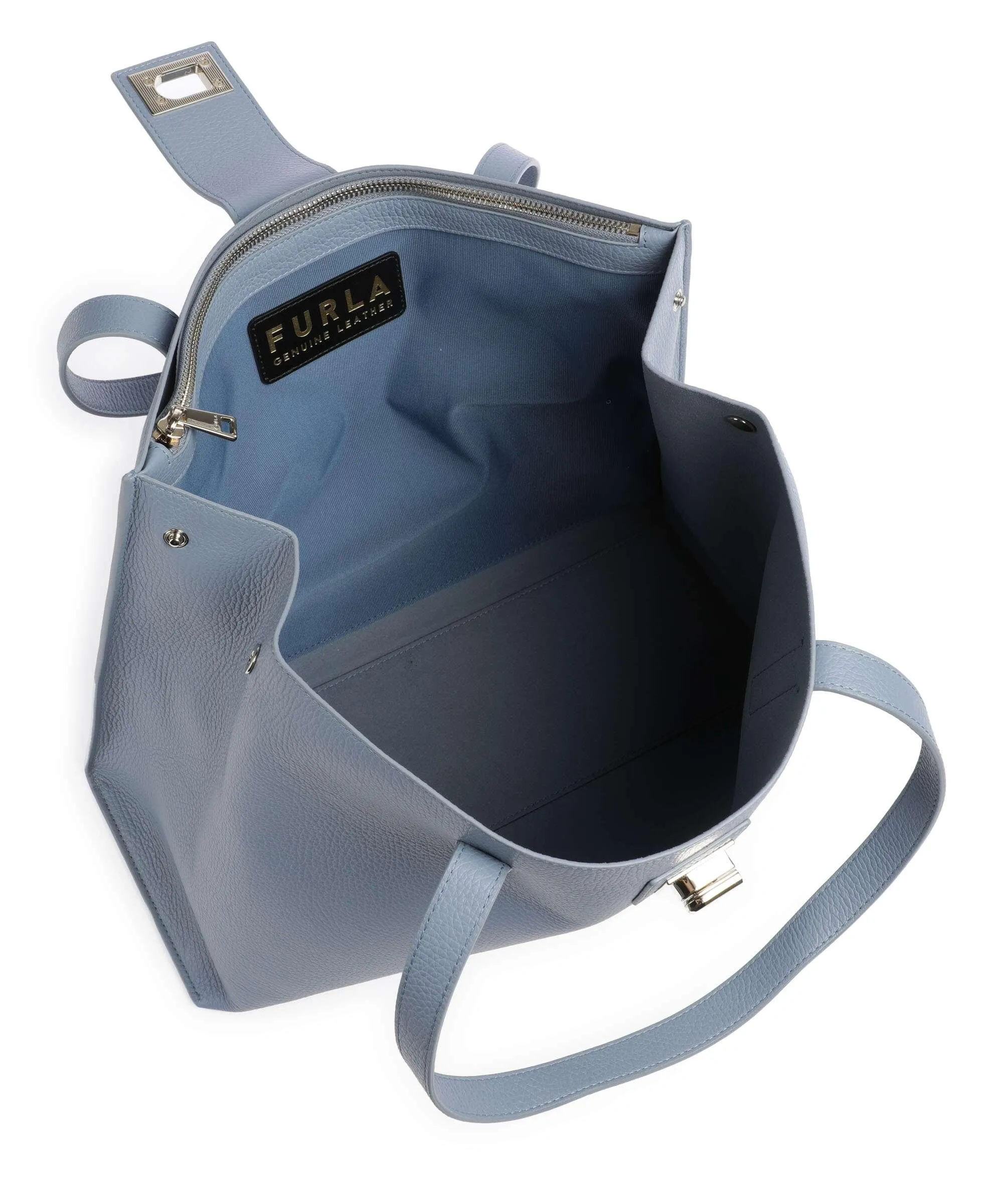  Furla 1927 L Borsa shopper pelle granulata blu-grigio  