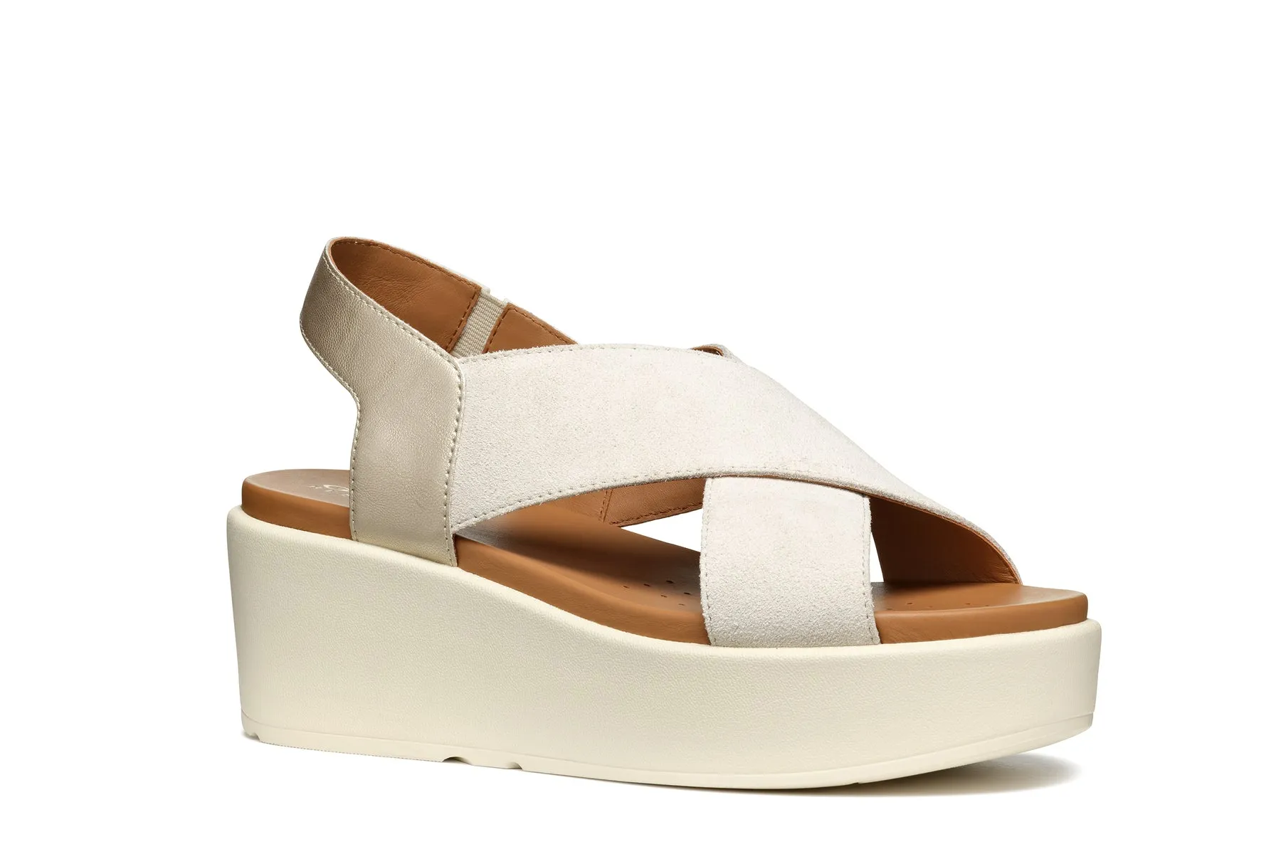GEOX Sandalo Con Zeppa Donna - D45M1B022NF Beige Chiaro/Oro Chiaro  