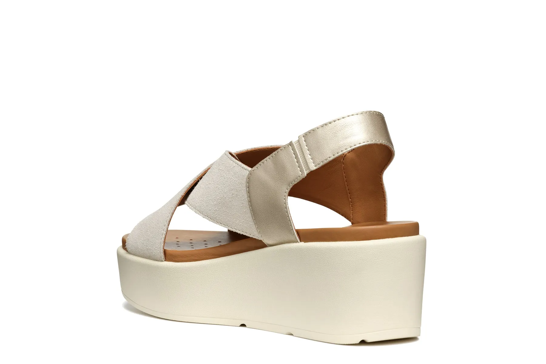 GEOX Sandalo Con Zeppa Donna - D45M1B022NF Beige Chiaro/Oro Chiaro  