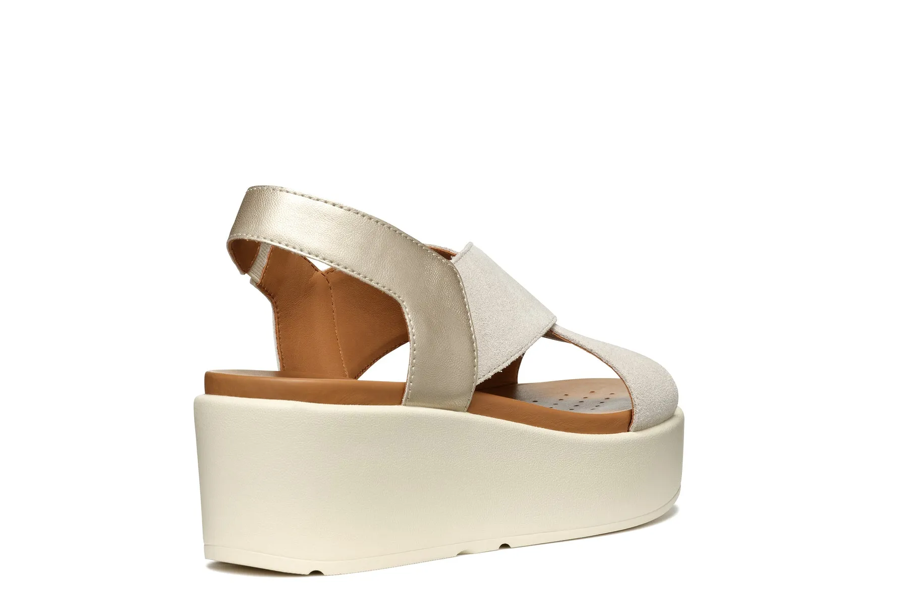 GEOX Sandalo Con Zeppa Donna - D45M1B022NF Beige Chiaro/Oro Chiaro  