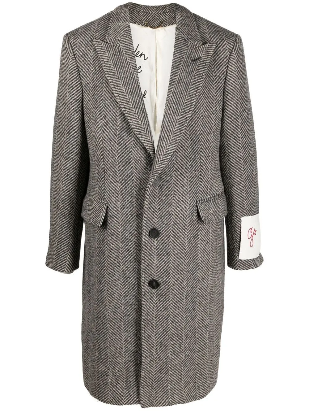 Golden Goose-Cappotto monopetto con applicazione