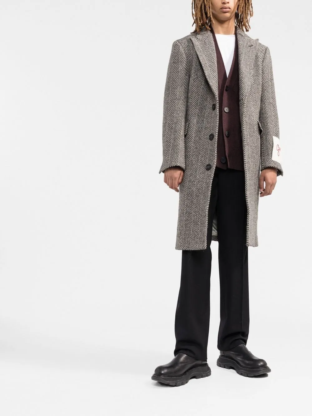 Golden Goose-Cappotto monopetto con applicazione